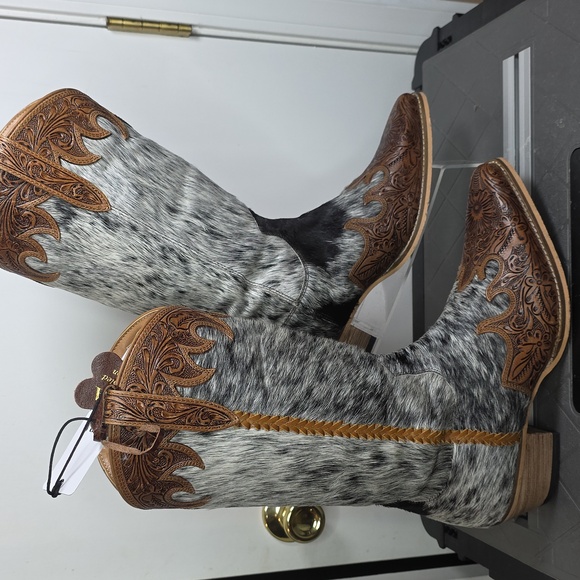 MYRA BAG Adelaide Hair On Tall Leather Cowboy Boots Size 11 NWT - Picture 2 of 10